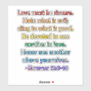 Sticker Romains 12:9-10 Verse de la Bible