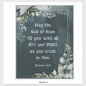 Sticker Romains 15:13 Dieu de l'Espoir Bible Verse Vinyl (Feuille)