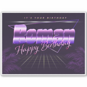 Sticker Roman Prénom lila retro