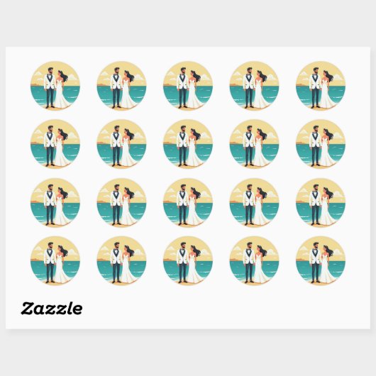 Sticker Romance Mariage Plage (Feuille)