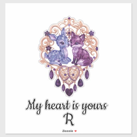 Sticker Romantic Crystal Animals Custom Couple (Feuille)