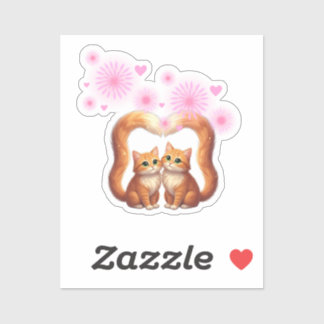 Sticker Romantic Fireworks Heart Cats Love & Togetherness