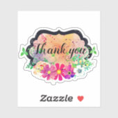 Sticker Romantique cadre noir floral Bouquet Merci (Feuille)