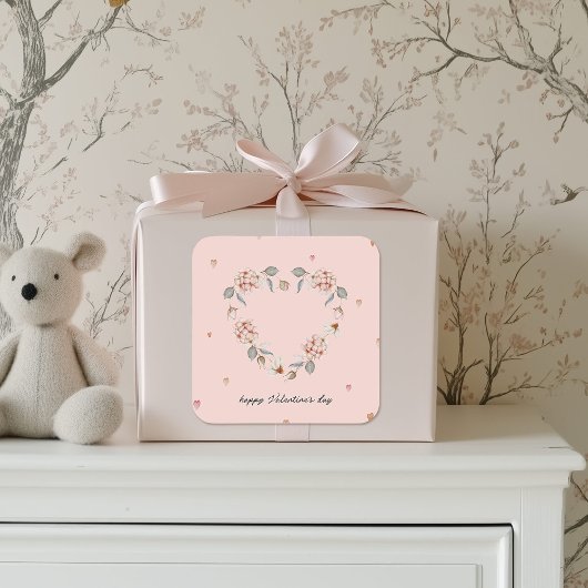 Sticker romantique de Saint-Valentin avec coeur fl