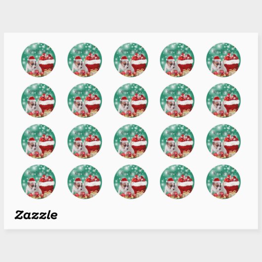 STICKER ROND かわいいジャックラッセルテリアのメリークリスマス♡ (Feuille)
