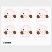 STICKER ROND なまけたろう(ピンク)ラージシール (Feuille)