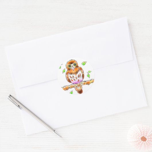 STICKER ROND アオバズクちゃん (Enveloppe)