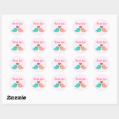 Sticker Rond キュートなラブバード Cute lovebirds. ラウンドシール (Feuille)