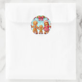 STICKER ROND ジンジャーブレッドマンと家族 (Sac)
