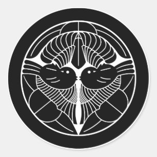 Sticker Rond 上 杉 謙 家 紋, Uesugi Kenshin KAMON, Japonais Cre