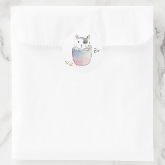 STICKER ROND 子猫のご挨拶 (Sac)