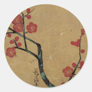 Sticker Rond 紅 梅 図, 琳 fleurs de prunes, Kōrin