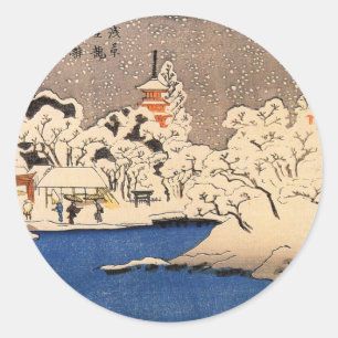 Sticker Rond 雪 の 浅 草, 国 Snowy Asakusa, Kuniyoshi, Ukiyo-e, 芳