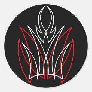 Sticker Rond 0001 Pinstripe Rouge et Blanc