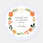 Sticker Rond 005 Iris Lavande Gingham Baby Shower (Devant)