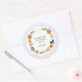 Sticker Rond 005 Iris Lavande Gingham Baby Shower (Enveloppe)