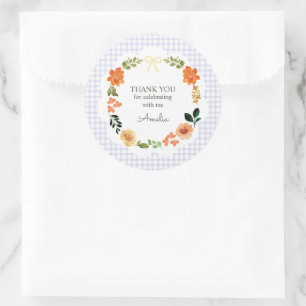 Sticker Rond 005 Iris Lavande Gingham Baby Shower