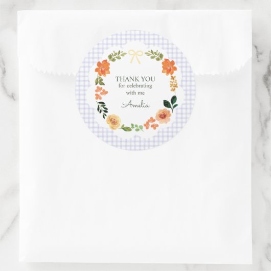 Sticker Rond 005 Iris Lavande Gingham Baby Shower (Sac)