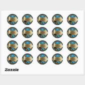 Sticker Rond 00ème Bleu Abstrait Anniversaire Noir talons hauts (Feuille)