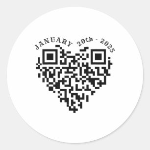 Sticker Rond 01-20-2025 Drôle Trump Dance Troll Qr Scan Preside