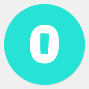 Sticker Rond 0 Petit nombre de turquoise ronde par Janz