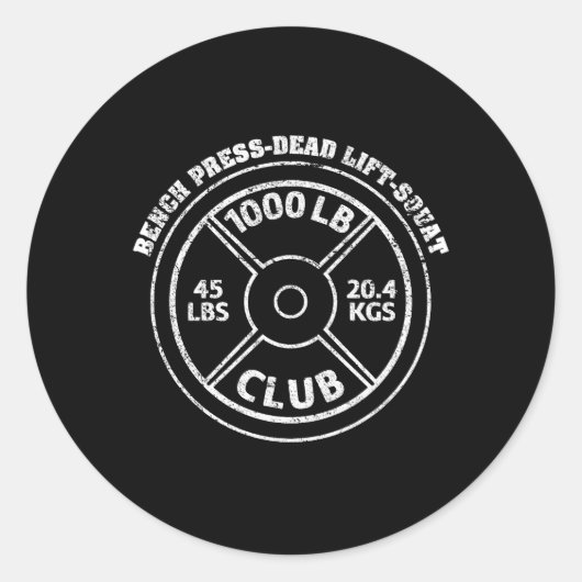 Sticker Rond 1000 Livres Club Gym Poids Leading Dead Lift (Devant)