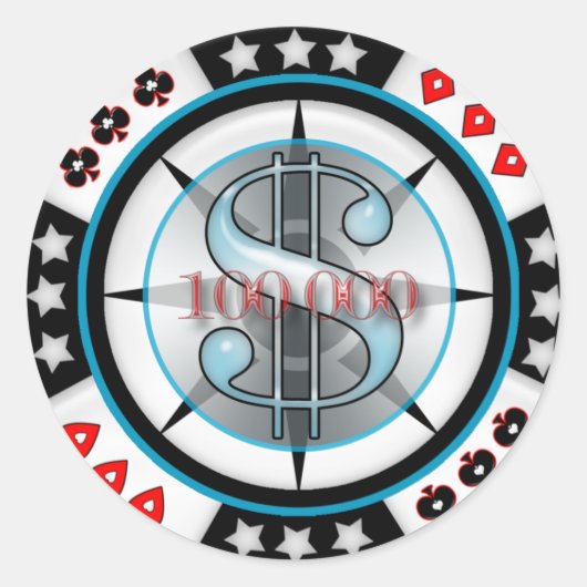 Sticker Rond $100,000. Jetons de poker (Devant)