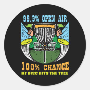 Sticker Rond 100% Chance Disque Hits Tree Frisbee Golf Men