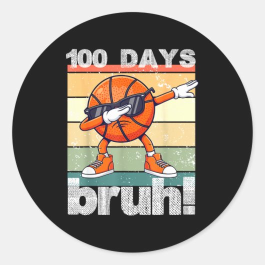 Sticker Rond 100 Days Of School Bruh Funny Kids Boys Dabbing Ba (Devant)