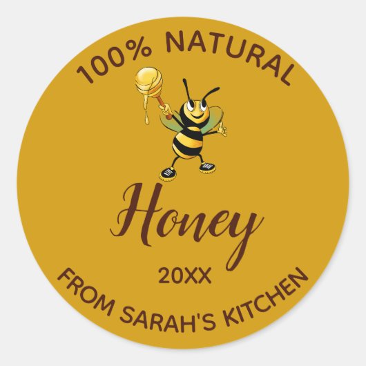 Sticker Rond 100% de miel naturel modifiable (Devant)