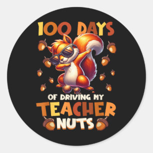 Sticker Rond 100 jours à rendre mon professeur fou drôle d'écur
