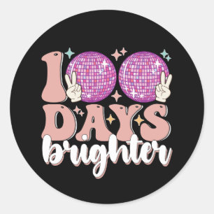 Sticker Rond 100 Jours Brighter Disco Ball 100e Jour De L'École