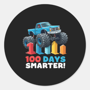 Sticker Rond 100 Jours Camion Monster Smarter 100 Jours D'École