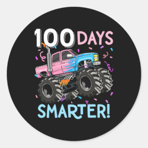 Sticker Rond 100 Jours Camion Monster Smarter 100e Jour De L'Éc