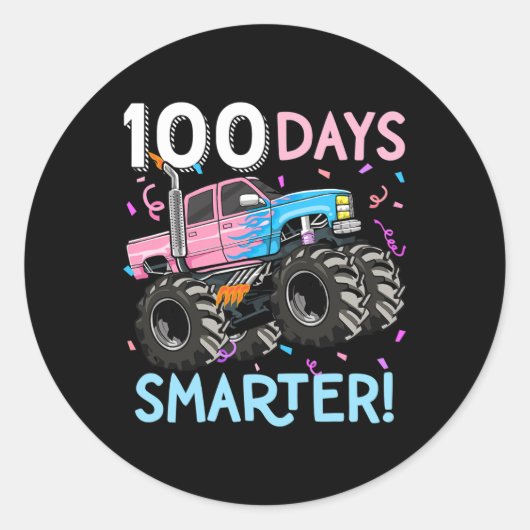 Sticker Rond 100 Jours Camion Monster Smarter 100e Jour De L'Éc (Devant)