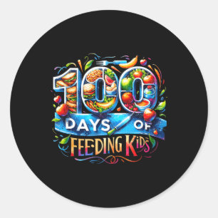 Sticker Rond 100 Jours D'Alimentation Enfants École Cantine Tra