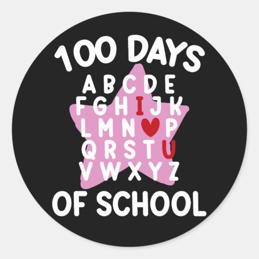Sticker Rond 100 Jours D'Alphabet Scolaire 100E Jour Enseignant (Devant)