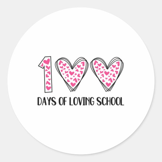 Sticker Rond 100 Jours D'Amour École 100E Jour D'École Enseigne (Devant)