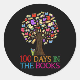 Sticker Rond 100 Jours Dans Les Livres Arbre 100E Jour De Thé À