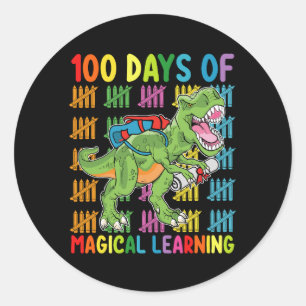 Sticker Rond 100 Jours D'Apprentissage Magique À L'École Rex Di