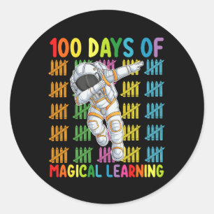 Sticker Rond 100 Jours D'Apprentissage Magique École D'Astronau