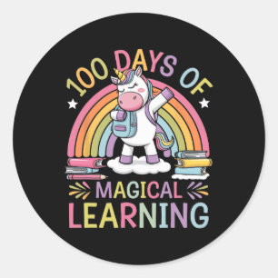 Sticker Rond 100 Jours D'Apprentissage Magique Unicorne 100e Jo