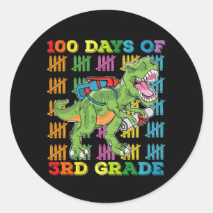 Sticker Rond 100 Jours De 3E Année T Rex Dinosaur School