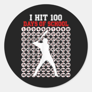 Sticker Rond 100 Jours De Baseball Scolaire 100E Jour D'École