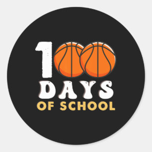 Sticker Rond 100 Jours De Basketball Enseignant Amusant