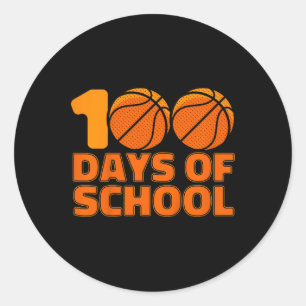 Sticker Rond 100 Jours De Basketball Scolaire 100E Jour D'École