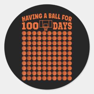 Sticker Rond 100 Jours De Basketball Scolaire 100E Jour Pour Le