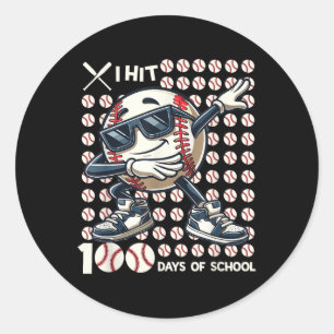 Sticker Rond 100 Jours De Bat De Baseball Scolaire 100E Jour De