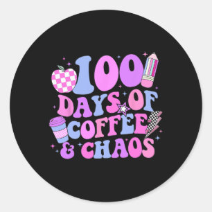 Sticker Rond 100 Jours De Café Et Chaos 100E Jour De L'École T