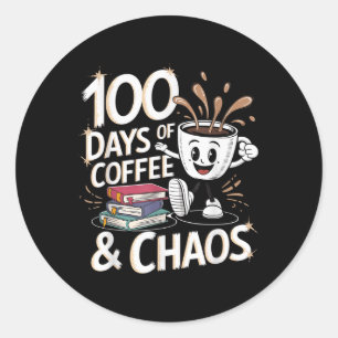 Sticker Rond 100 Jours De Café Et Chaos 100E Jour D'École